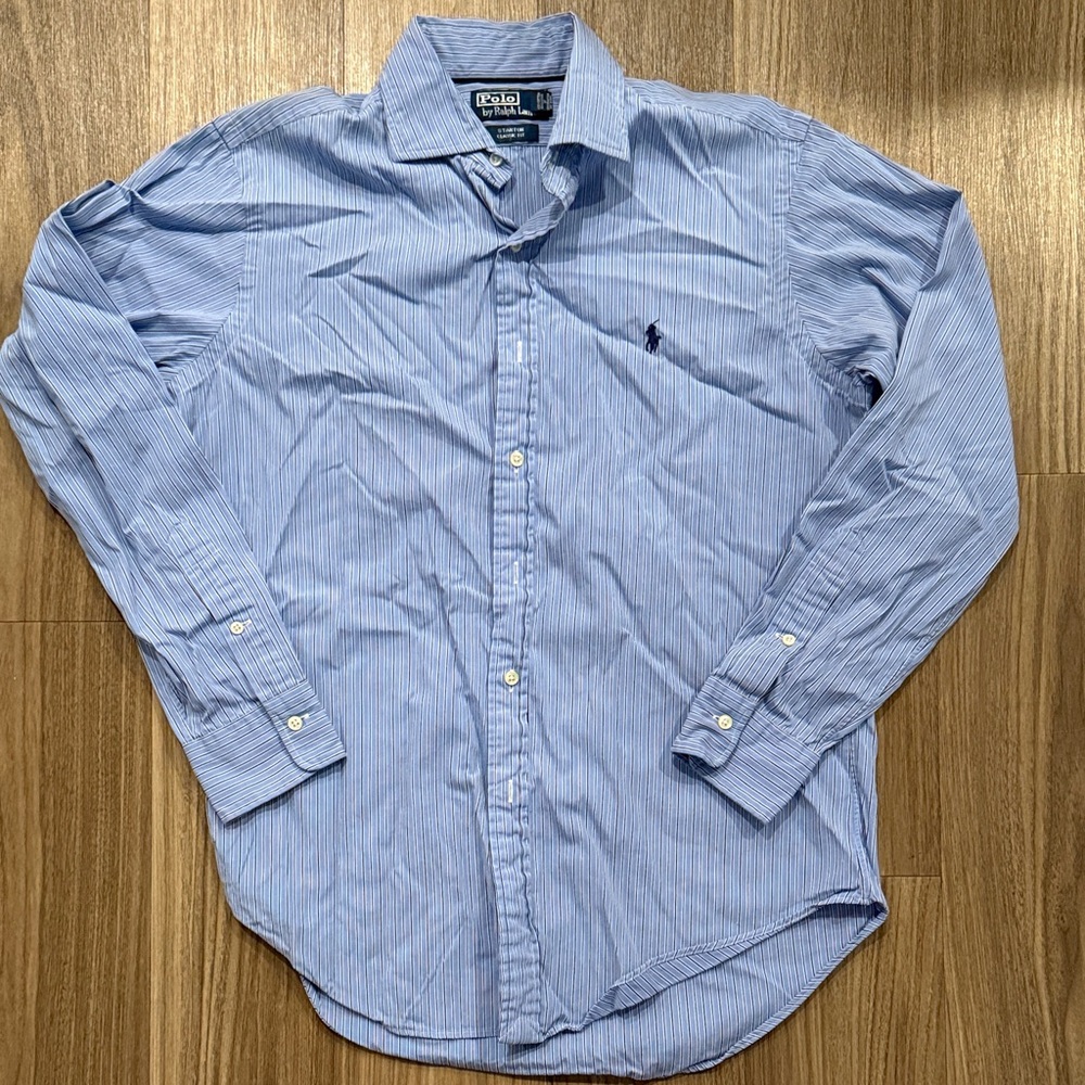 Polo by Ralph Lauren Men's Light Blue Pinstripe Shirt